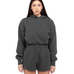 Women's Garment-Dyed Crop Hooded Sweatshirt Thumbnail
